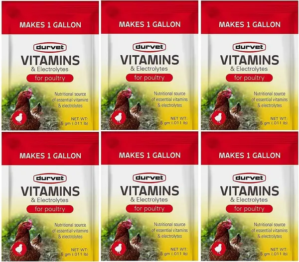 Durvet 6 pack of vitamins and electrolytes for poultry